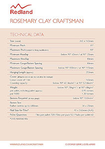 Redland Rosemary Clay Craftsman Roof Tile - Technical Product Datasheet
